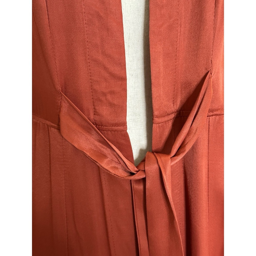 Free People Marilyn Satin Duster Red Tie Waist Long Layering Jacket Size Xs - Picture 11 of 12